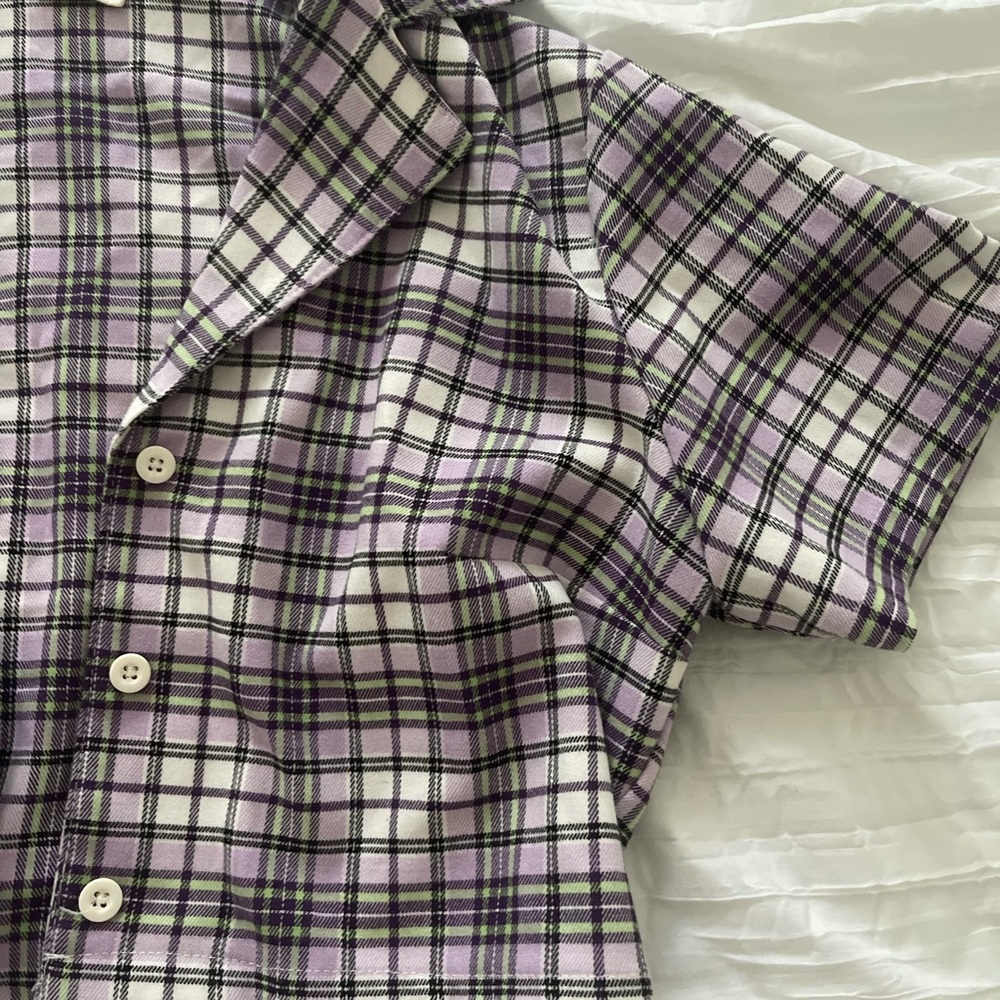 Stripe Pattern Cropped Button Down - image 4